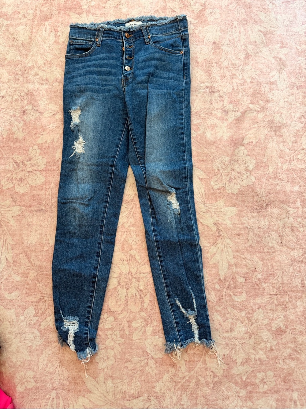 Black Label Distressed Skinny Jeans - Dark Blue